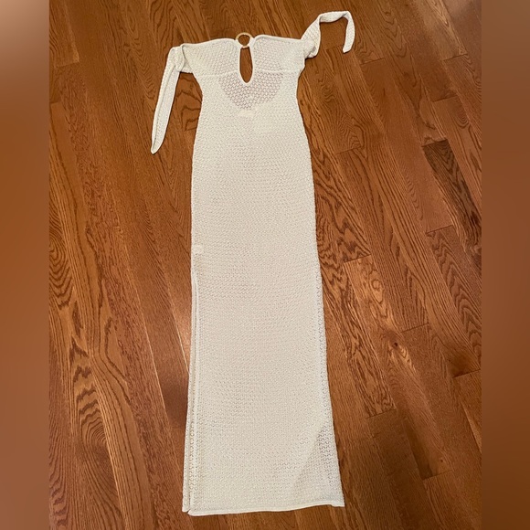 MONTEGO BANDEAU DRESS - IVORY LUREX LACE CROCHET Size P - Picture 5 of 12